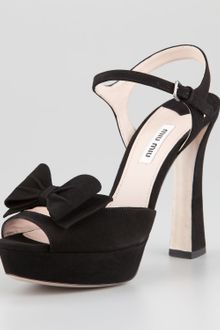 Miu Miu Front Bow Platform Sandal - Lyst