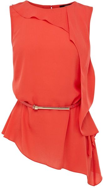 Oasis Roxanne Frill Belted Top - Lyst