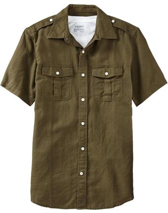 Old Navy Linenblend Regular Fit Pilot Shirts - Lyst