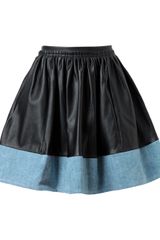  Blessed Leather and Denim Skirt