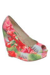 Aldo Hazinski Peep Toe Printed Wedge Shoes