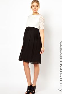 Asos Maternity Exclusive Asos Maternity Skater Dress in Lace and Chiffon - Lyst