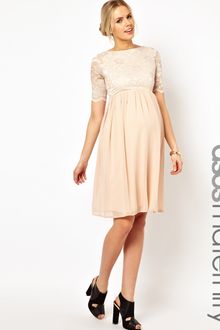 Asos Maternity Exclusive Asos Maternity Skater Dress in Lace and Chiffon - Lyst