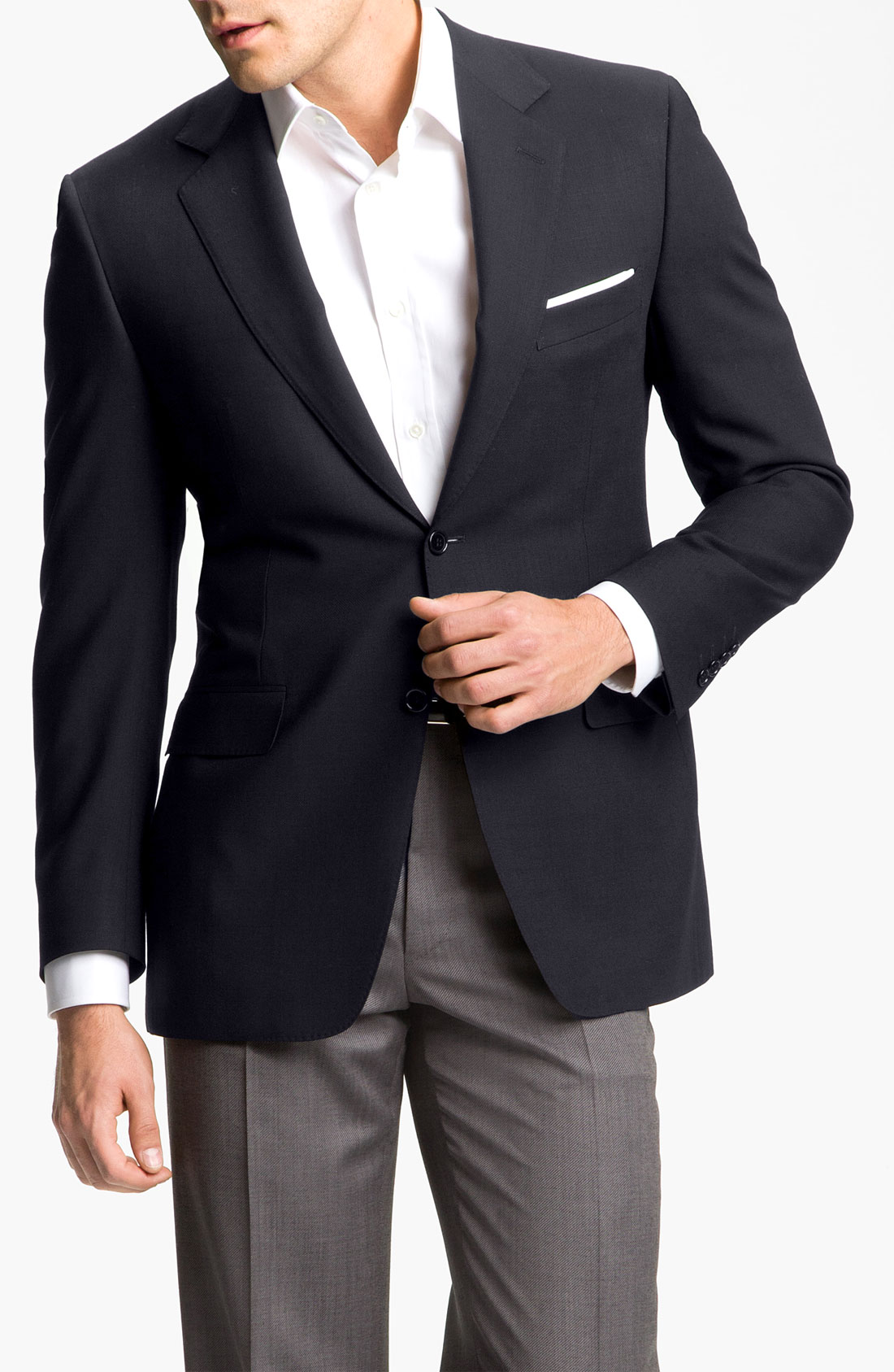 Canali Solid Wool Blazer in Blue for Men (end of color list navy) | Lyst