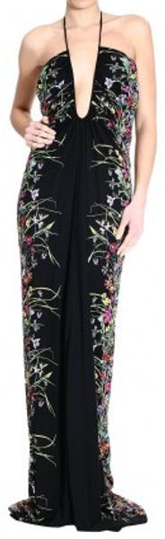 Gucci Flora Print Halter Neck Long Dress - Lyst
