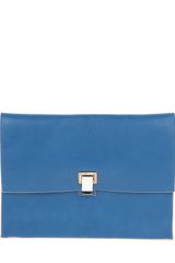 Proenza Schouler Large Lunch Bag Clutch in Blue Calfskin