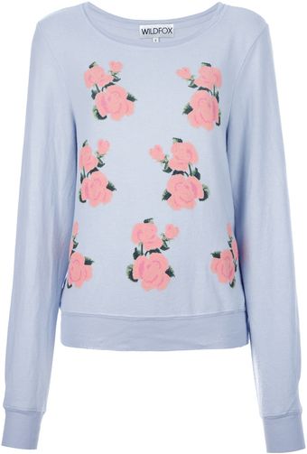 Wildfox Rose Print Sweatshirt - Lyst