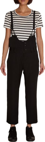 Yohji Yamamoto Slim High-waist Suspender Pants - Lyst