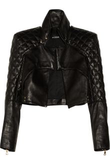 Balmain Quilted Cropped Leather Jacket - Lyst