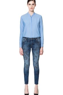 Zara Printed Slim Fit Jeans - Lyst