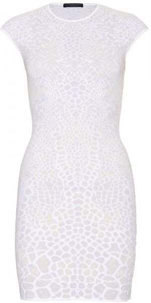 Alexander McQueen Intarsia Metallic Knit Dress - Lyst