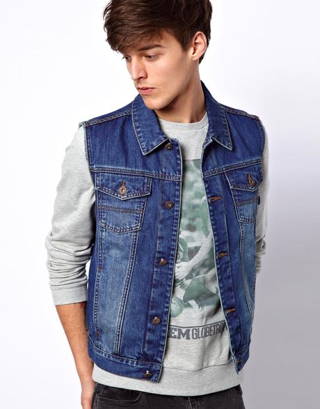 Asos Sleeveless Denim Jacket In Blue For Men Lyst