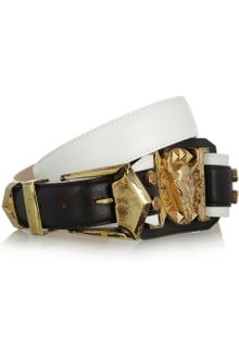Balmain Bulls Head Buckle Twotone Leather Belt - Lyst