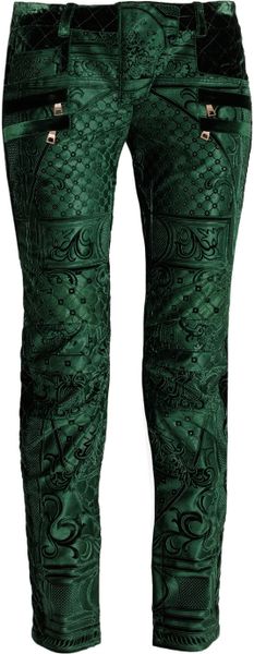 Balmain Velvet Brocade Skinny Jeans - Lyst