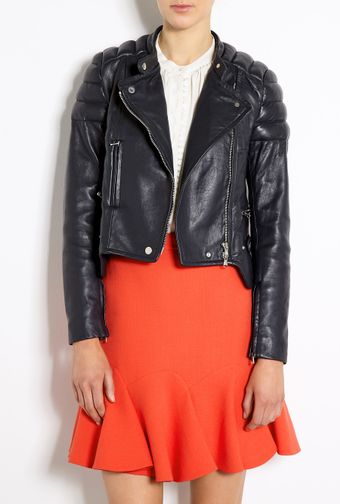 Carven Leather Ribbed Jacket - Lyst