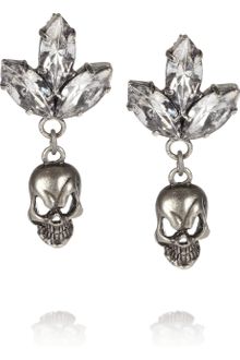 Mawi Silverplated Crystal Skull Earrings - Lyst
