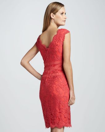 Tadashi Shoji Scallopedneck Lace Cocktail Dress - Lyst