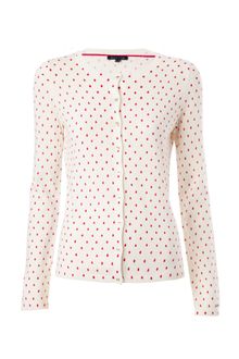 Tommy Hilfiger Delila Printed Crew Neck Long Sleeve Cardigan - Lyst