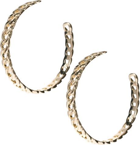 Asos Curb Chain Link Hoop Earrings in Gold | Lyst