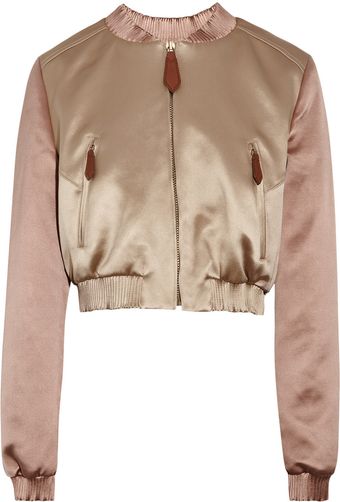 Burberry Prorsum Cropped Satin Bomber Jacket - Lyst