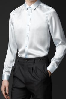 Burberry Prorsum Classic Fit Silk Satin Shirt - Lyst