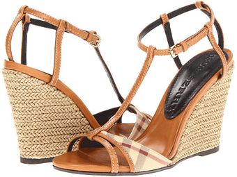 Burberry Haymarket Check Wedge Sandals - Lyst
