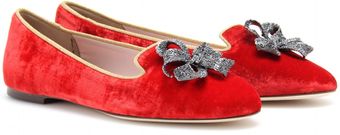 Dolce & Gabbana Audrey Velvet Loafers with Filigree Metal Bow - Lyst