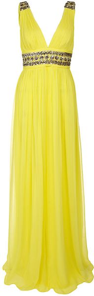 Notte By Marchesa Embellished Deep V-neck Gown - Lyst