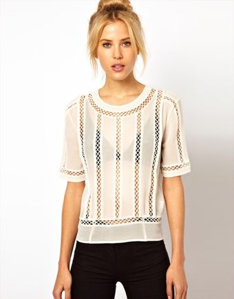 ASOS Collection Asos Top with Cutwork Panel Detail - Lyst