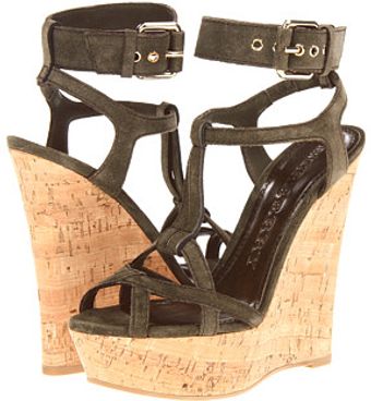 Burberry Suede Platform Wedge Sandal - Lyst