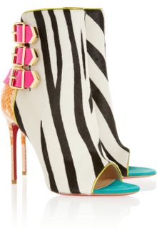 Christian Louboutin Calf Hair and Python Ankle Boots - Lyst