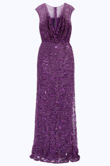 Elie Saab Fully Beaded Mesh Vneck Gown - Lyst