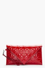 Gareth Pugh Red Patent Leather Triangleembossed Envelope Clutch