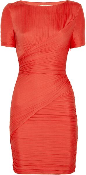 Halston Heritage Ruched Jersey Dress - Lyst