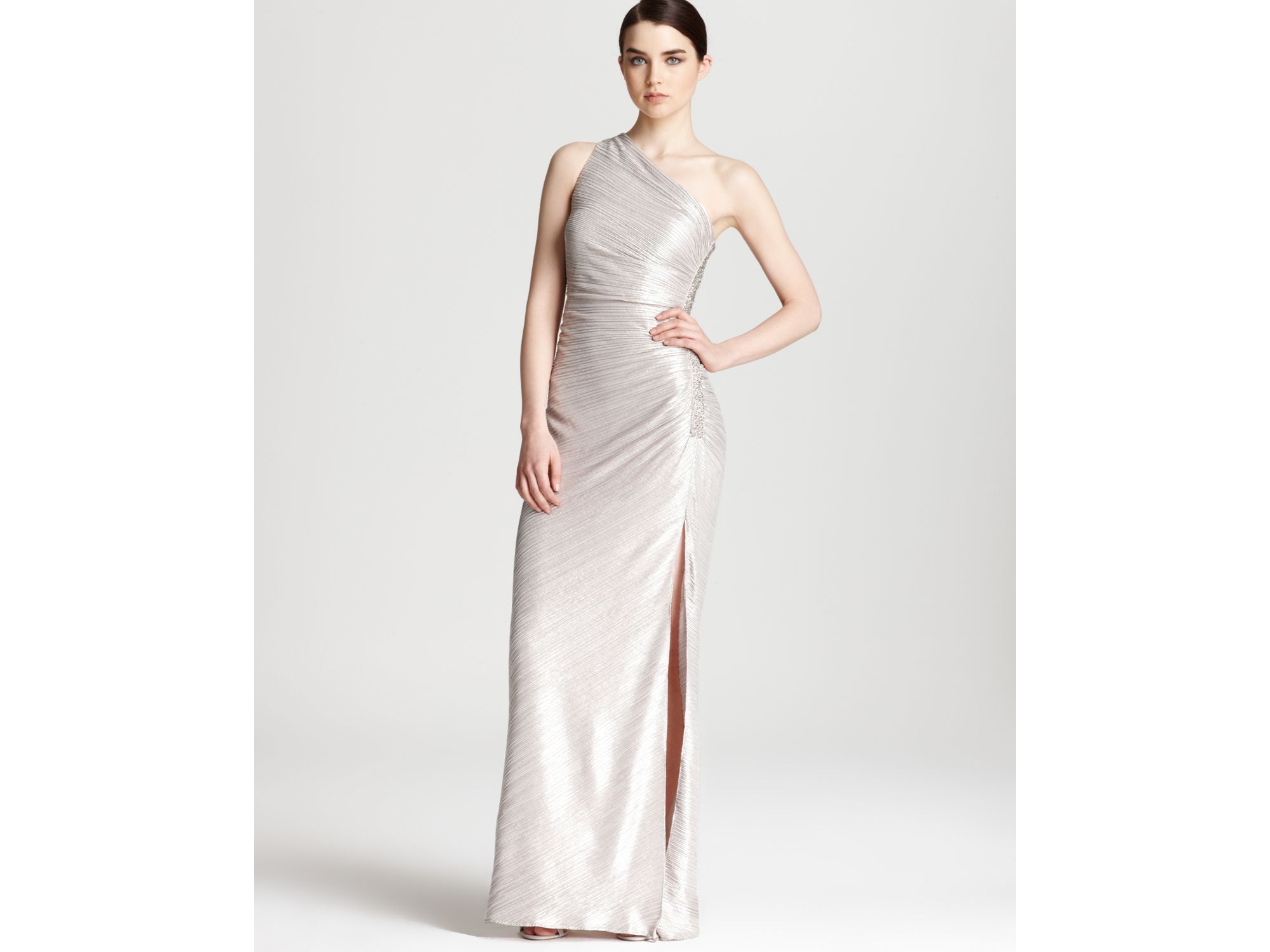 laundry by shelli segal foil pleated gown