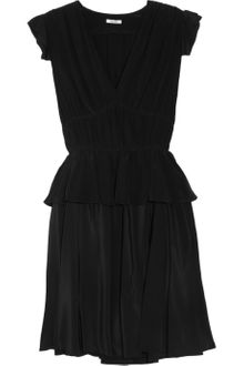 Miu Miu Ruffled Silk Crepe De Chine Mini Dress - Lyst