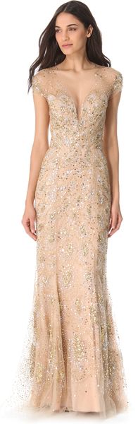 Reem Acra Sequined Tulle Gown - Lyst
