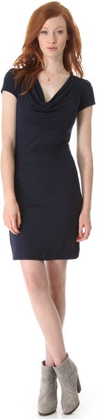 Three Dots Pleated Sleeve Cowl Dress - Lyst