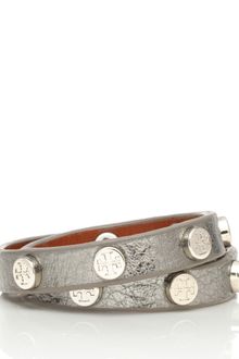 Tory Burch Metallic Double Wrap Logo Stud Bracelet - Lyst