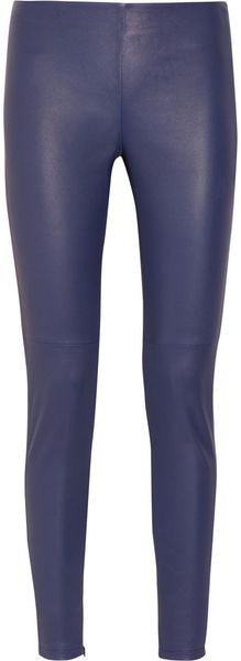 Victoria Beckham Mid Rise Stretch Leather Leggings - Lyst