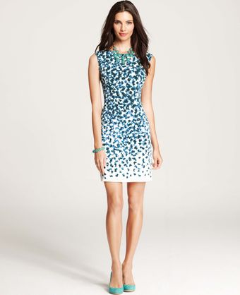 Ann Taylor Petite Falling Petals Sheath Dress - Lyst