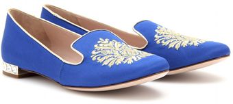 Miu Miu Embroidered Slipper Style Loafers  - Lyst