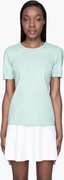 3.1 Phillip Lim Seafoam Green Lamb Leather Tshirt - Lyst