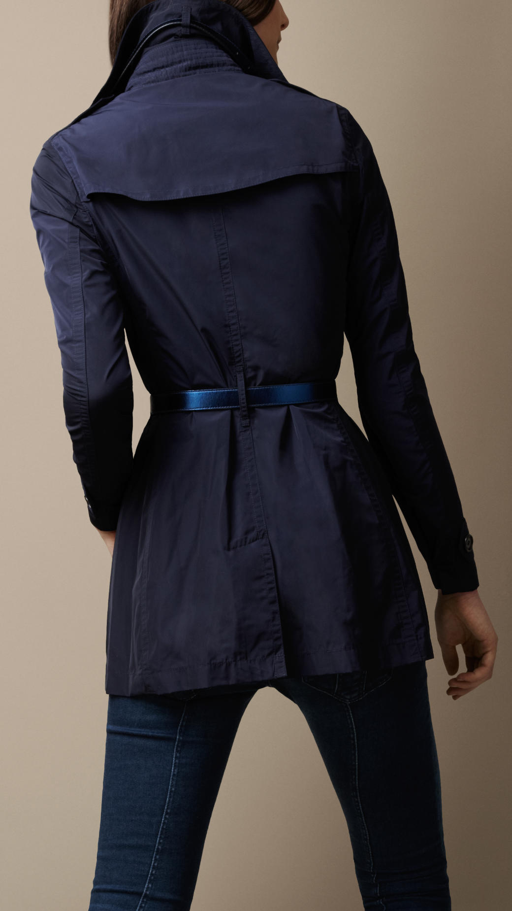 Lyst Burberry Brit Short Metallic Detail Trench Coat In Blue