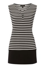 Episode Striped Sleeveless Top with Neck Detail
