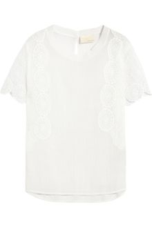 Girl. By Band Of Outsiders Lace Timmed Cotton Top - Lyst