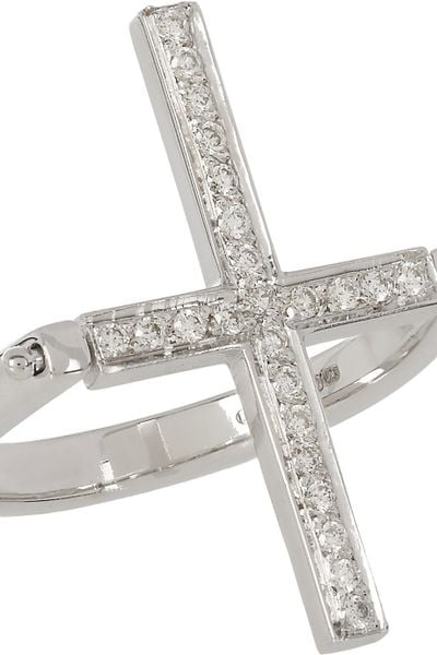 Ileana Makri Turning Cross 18karat White Gold Diamond Ring in White