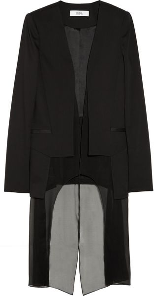 Prabal Gurung Stretch-wool and Silk-chiffon Tuxedo Jacket - Lyst