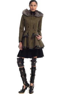 Prabal Gurung Patent Leather Fox Fur Trim Coat - Lyst