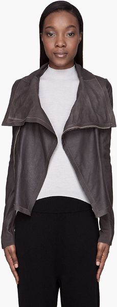 Rick Owens Deep Brown Leather Clean Biker Jacket - Lyst